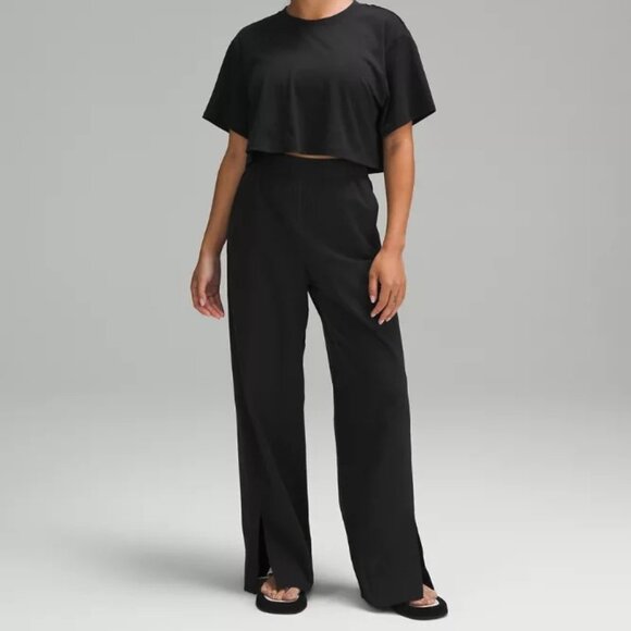 Lululemon $118 Women's Stretch Woven High-Rise Wide-Leg Black Pants Sz XL NWT!